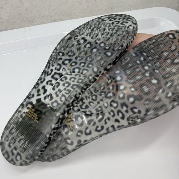 Anthropologie Matisse Clear Jelly Slides Animal Print Size 10 Beach Flip Flops - Picture 5 of 8